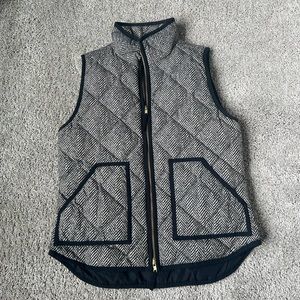 J. Crew black and white herringbone, quilted vest